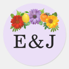 Citrus Floral Garden Wedding Runder Aufkleber