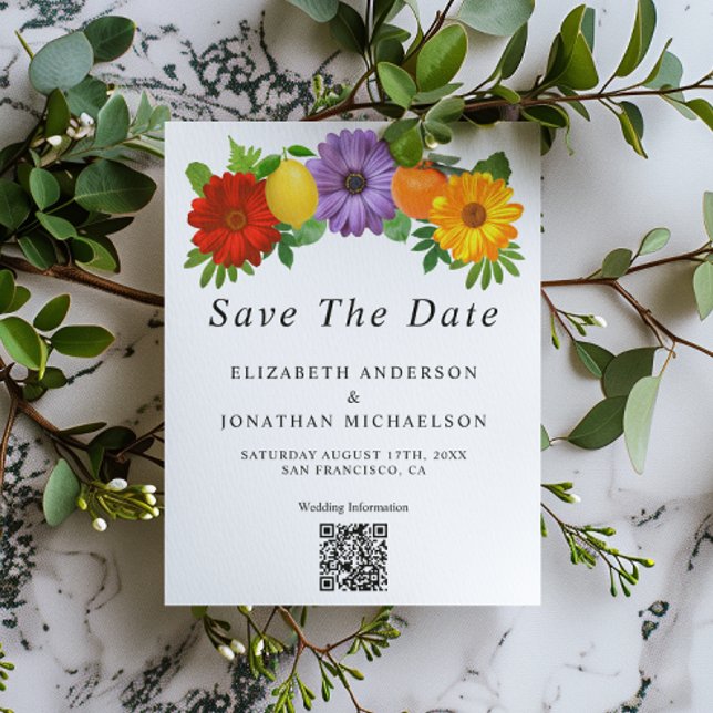Citrus Floral Garden Wedding Save The Date (Von Creator hochgeladen)