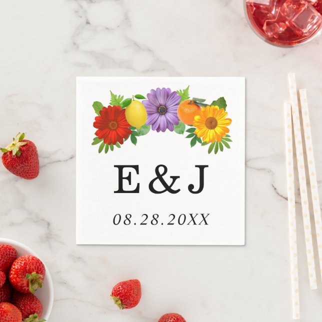Citrus Floral Garden Wedding Serviette (Beispiel)