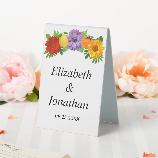 Citrus Floral Garden Wedding Tischaufsteller (In Situ (Hochzeit))