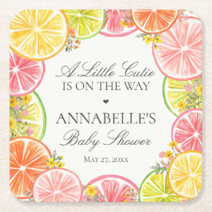 Citrus Floral Kleine Süsse Kinderdusche Tisch Rechteckiger Pappuntersetzer