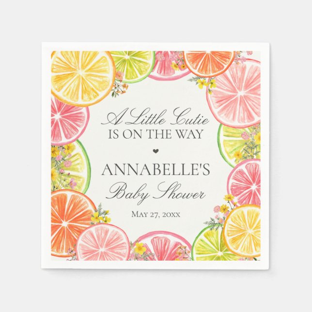 Citrus Floral Kleine Süsse Kinderdusche Tisch Serviette (Vorderseite)