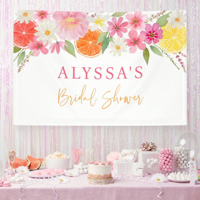 Citrus Floral Lemon Orange Brautparty Banner (Party)