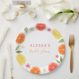 Citrus Floral Lemon Orange Brautparty Pappteller