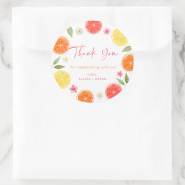 Citrus Floral Lemon Orange Brautparty Runder Aufkleber