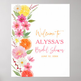 Citrus Floral Lemon Orange Brautparty Willkommen Poster