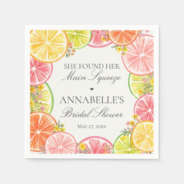 Citrus Floral Main Squeeze Brautparty Table Serviette (Vorderseite)