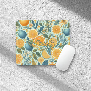 Citrus Floral Muster Vibrannte Botanischer Sommer Mousepad