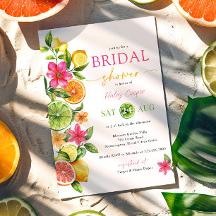Citrus Floral Pink Orange Brautparty Einladung