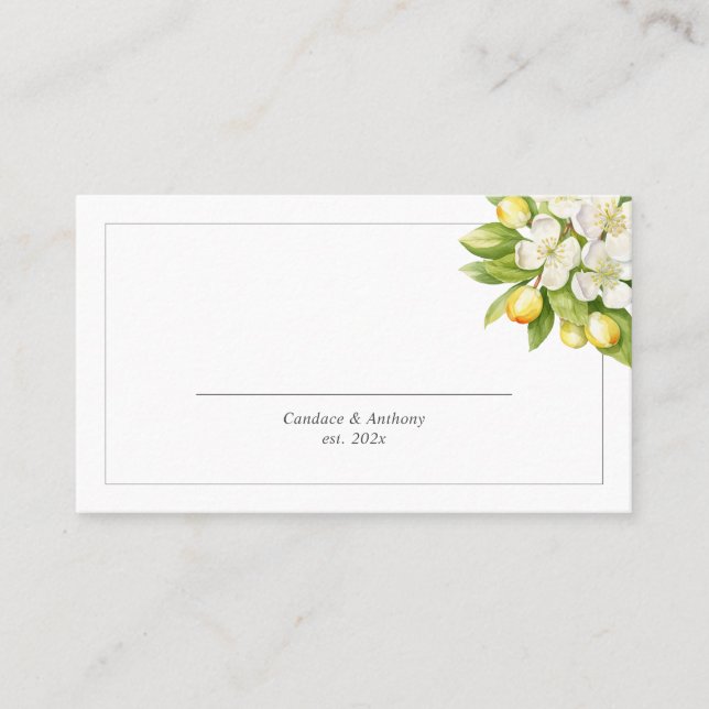 Citrus Floral Wedding Platzkarte (Vorderseite)