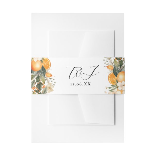 Citrus Florals Wedding Cutlery Band Orange Blume (Vorderseite Beispiel)