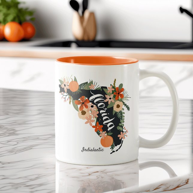 Citrus Florida Staat Silhouette & Stadt Zweifarbige Tasse (Von Creator hochgeladen)