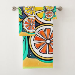 Citrus Fruit Art Design Badhandtuch Set
