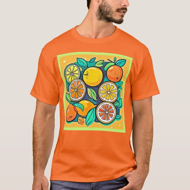 Citrus Fruit Art Design T-Shirt (Vorderseite)