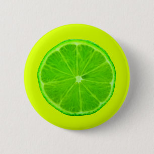 Citrus Fruit, Bright Green Slice of Lime Button