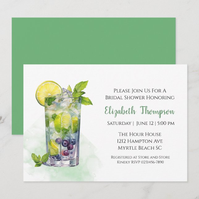 Citrus Fruit Drink Cocktail Brautparty Einladung (Vorne/Hinten)