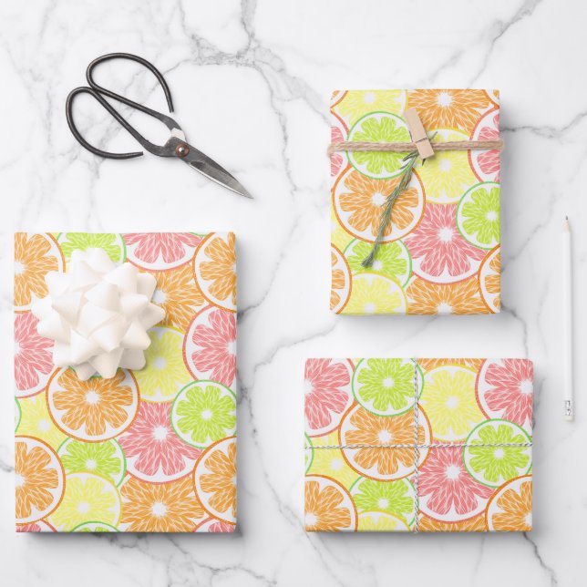 Citrus Fruit Geschenkpapier Set (Vorderseite)
