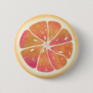 Citrus Fruit Grapefruit Slice Button