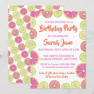 Citrus Fruit Lemon Limon Orange Grapefruit Party Einladung
