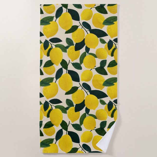 Citrus Fruit Pattern Summer Lemons Mediterranean Strandtuch (Vorderseite)