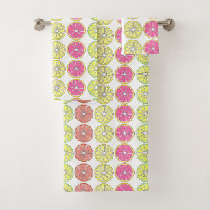 Citrus Fruit Slice Orange Lemon Limon Grapefruit Badhandtuch Set