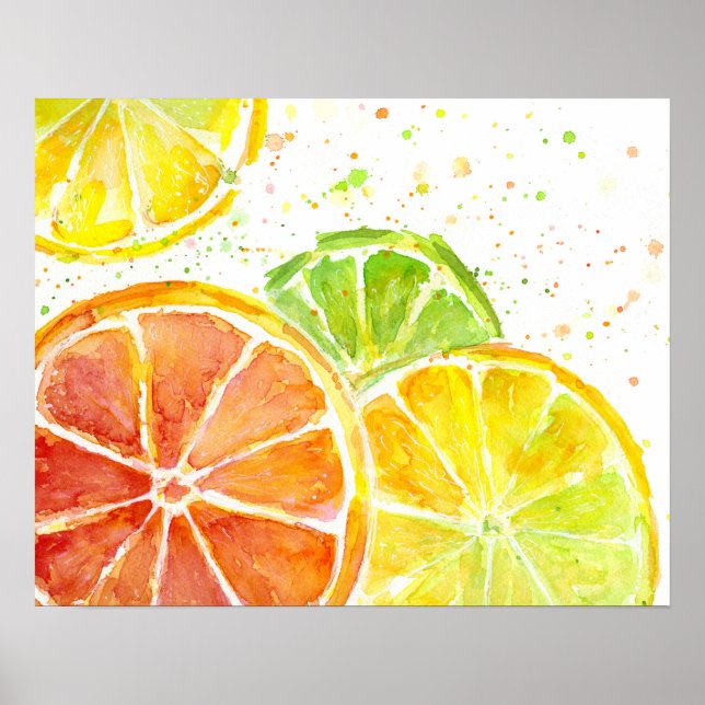 Citrus Fruit Watercolor Art Print Poster (Vorne)