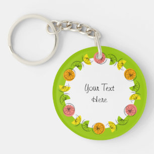 Citrus Green Circle Monogram beidseitig Schlüsselanhänger