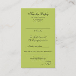 Citrus Green Elegant Calligraphy Wedding RSVP Card Visitenkarte