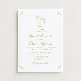 Citrus Green Elegant Frame Wedding Invitation Ankündigung
