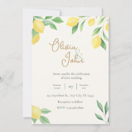 Citrus Green Lemon Wedding Invitation Photo Back Einladung