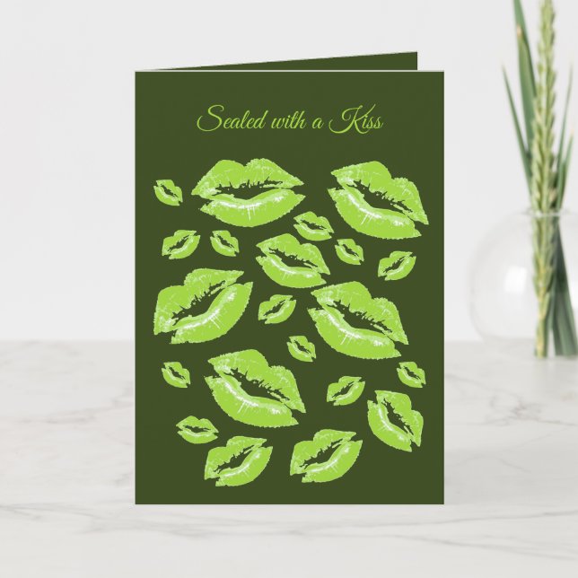 Citrus Green Lip Print Flirtatious Fun Karte (Vorderseite)
