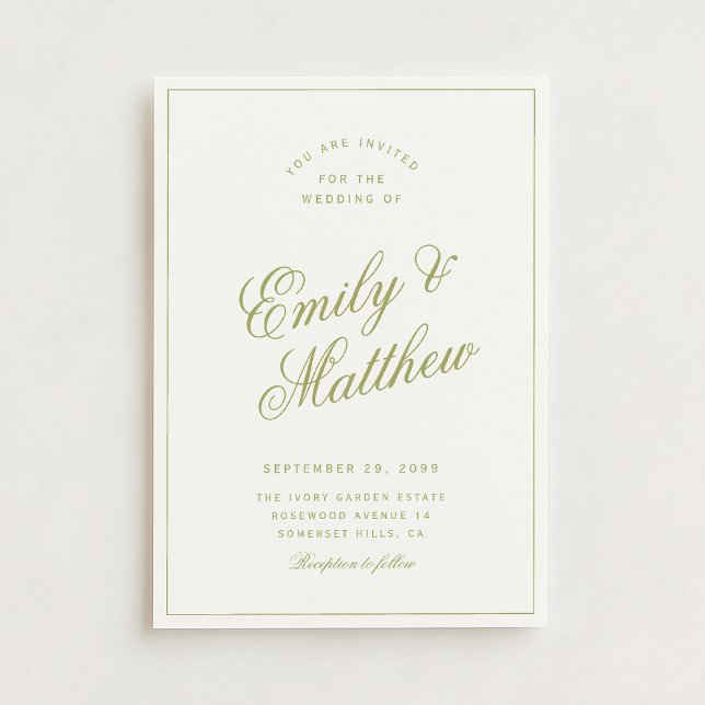 Citrus Green Modern Script Wedding Invitation Einladung (Von Creator hochgeladen)