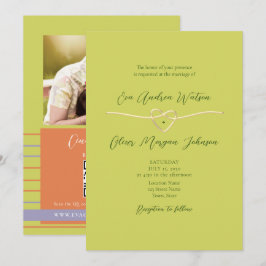 Citrus Green Photo QR Code Wedding Einladung