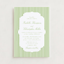 Citrus-Green Striped Elegant Wedding Invitation Einladung