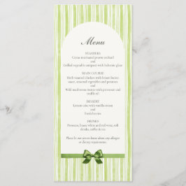 Citrus Green Striped Retro Wedding Menükarte