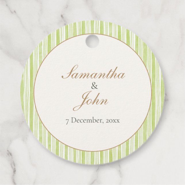 Citrus Green Striped Retro Wedding Thank You Geschenkanhänger (Rückseite)