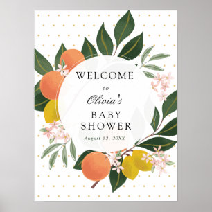 Citrus Greenery Baby Dusche Begrüßungszeichen Poster