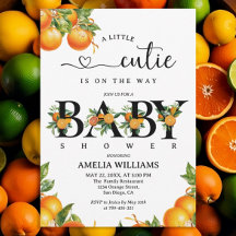 Citrus Greenery Elegant Orange Baby Shower