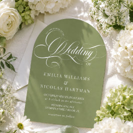 Citrus Grüne Romantische Alles-in-einem-Hochzeit Einladung