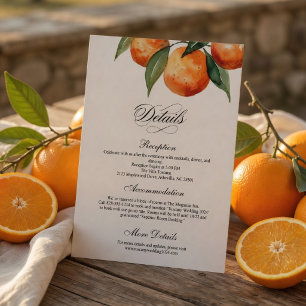 Citrus Hochzeitsdetailkarte   Mediterrane Orange Begleitkarte