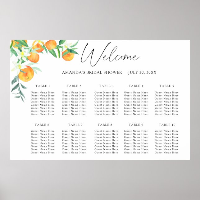CITRUS Hochzeitskarte für Wasserfarben Poster (Vorne)