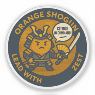 Citrus In Command Samurai Orange Aufkleber