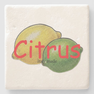 Citrus Italien hergestellt Aquarell handgezeichnet Steinuntersetzer