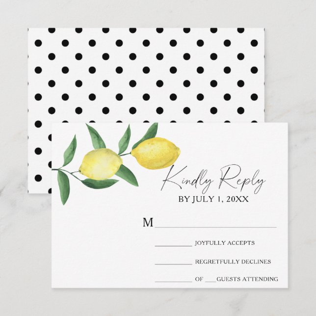 Citrus jaune - Mariage carte RSVP (Devant / Derrière)