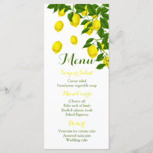 Citrus Jaune Menu Citron & Green Wedding Party