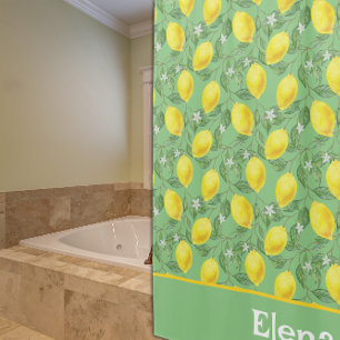 Citrus jaune vert motif rideau de douche