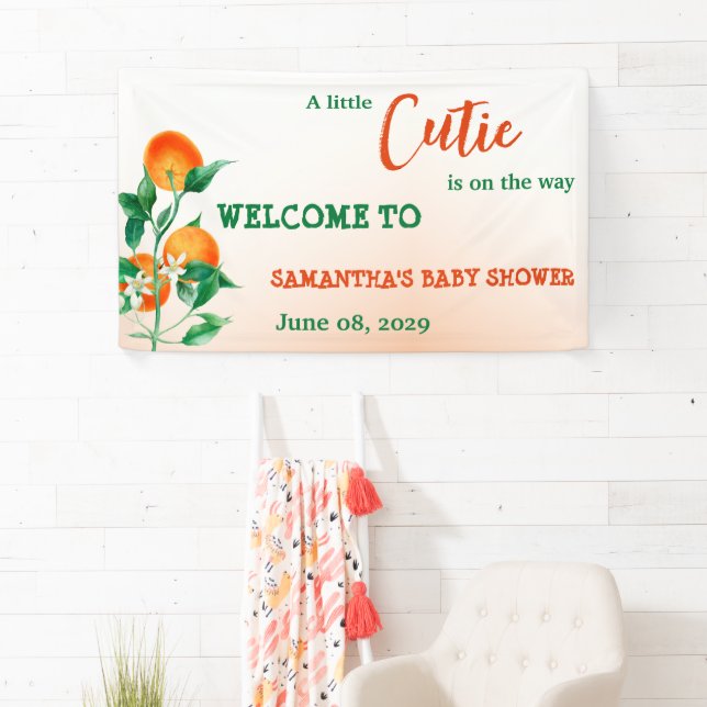 Citrus Kleine Süsse auf dem Weg Orangen Babydusche Banner (Insitu)