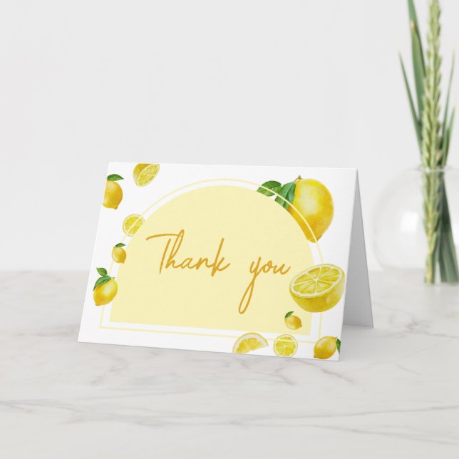 Citrus Lemon Baby Shower Dankeskarte (Vorderseite)