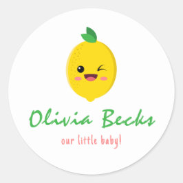 Citrus Lemon Baby Shower Runder Aufkleber
