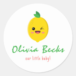 Citrus Lemon Baby Shower Runder Aufkleber